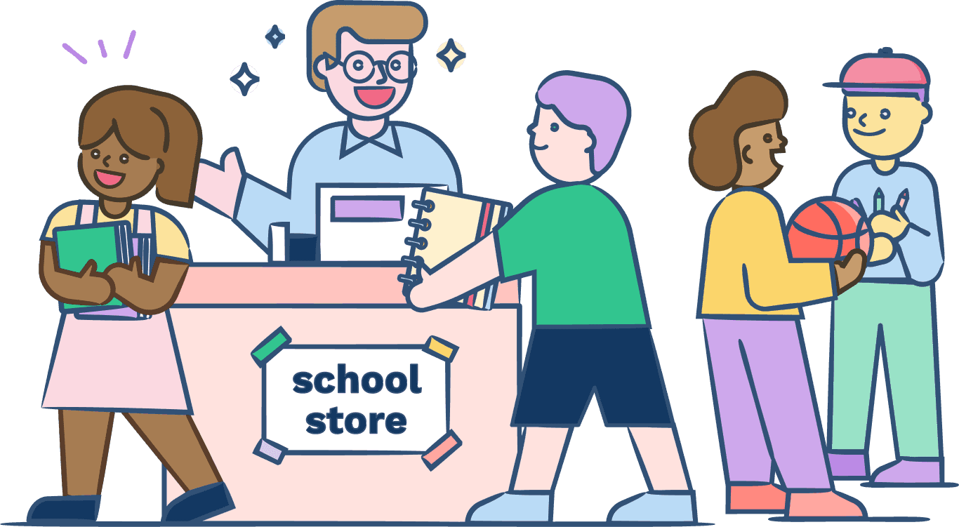 Illustration of a school rewards store