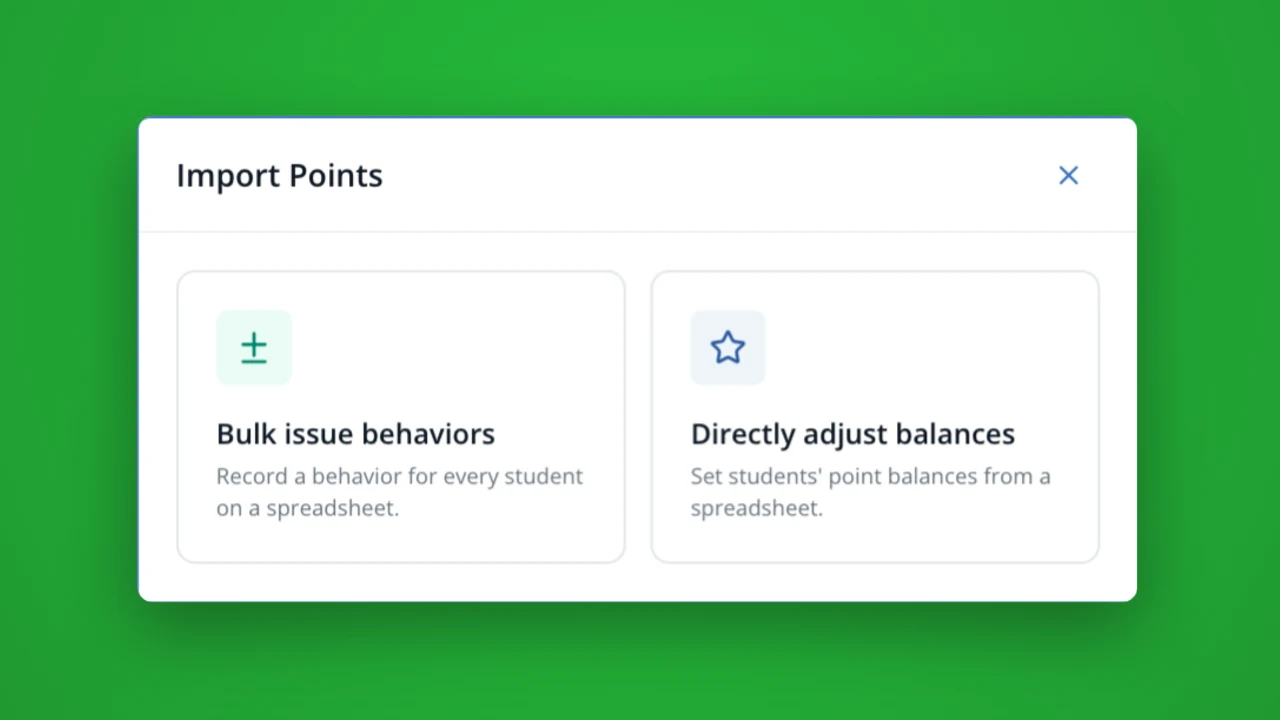 Bulk import points and balance adjustments in LiveSchool