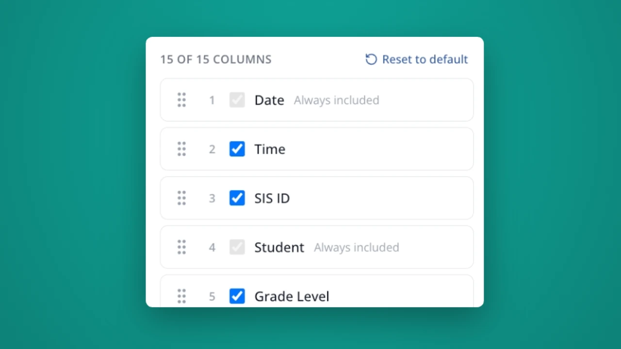 Customize column order in Timeline exports in LiveSchool