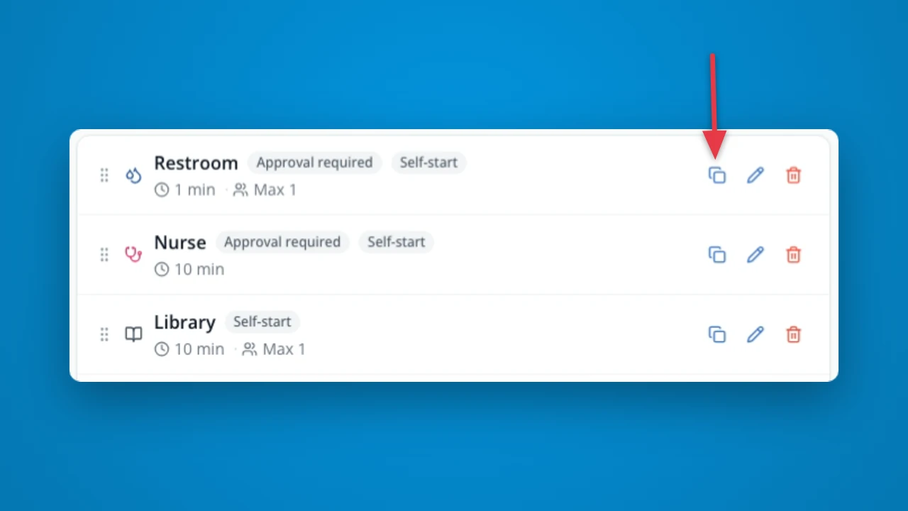 Duplicate a Hall pass type in LiveSchool