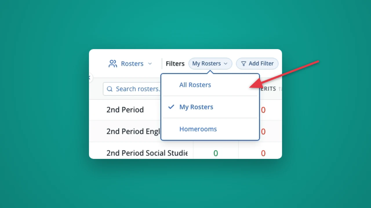 Quick filter for Roster Scoreboard in LiveSchool