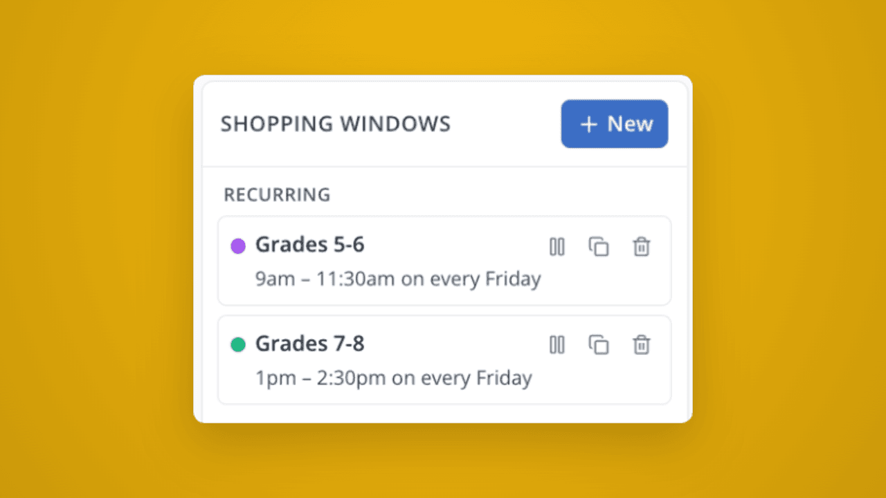 Schedule student shopping windows in LiveSchool