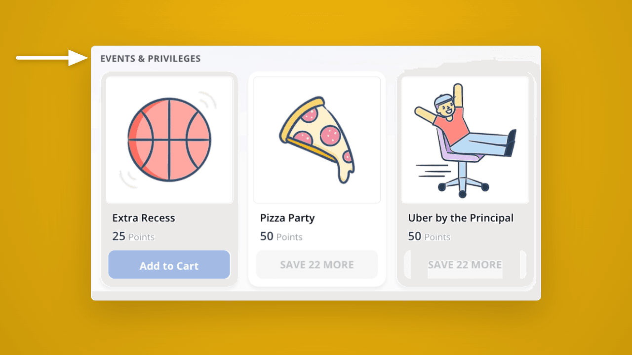 Students see your store categories in LiveSchool